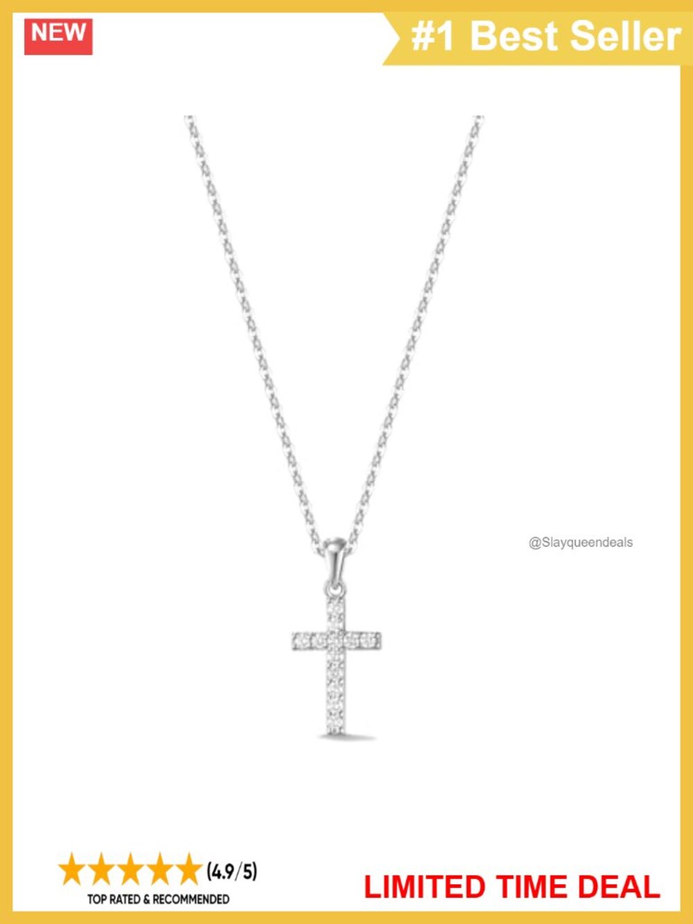 0.26 Ct Lab-Grown Diamond Cross Pendant Necklace in Sterling Silver 16-18"